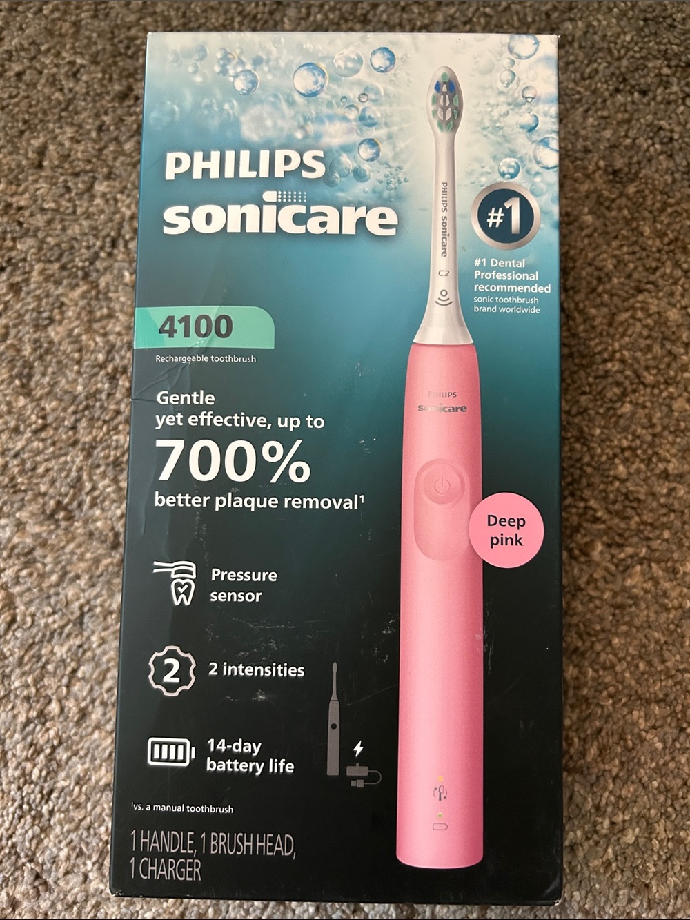 Philips Sonicare 4100 Electric Toothbrush - Deep Pink Handle